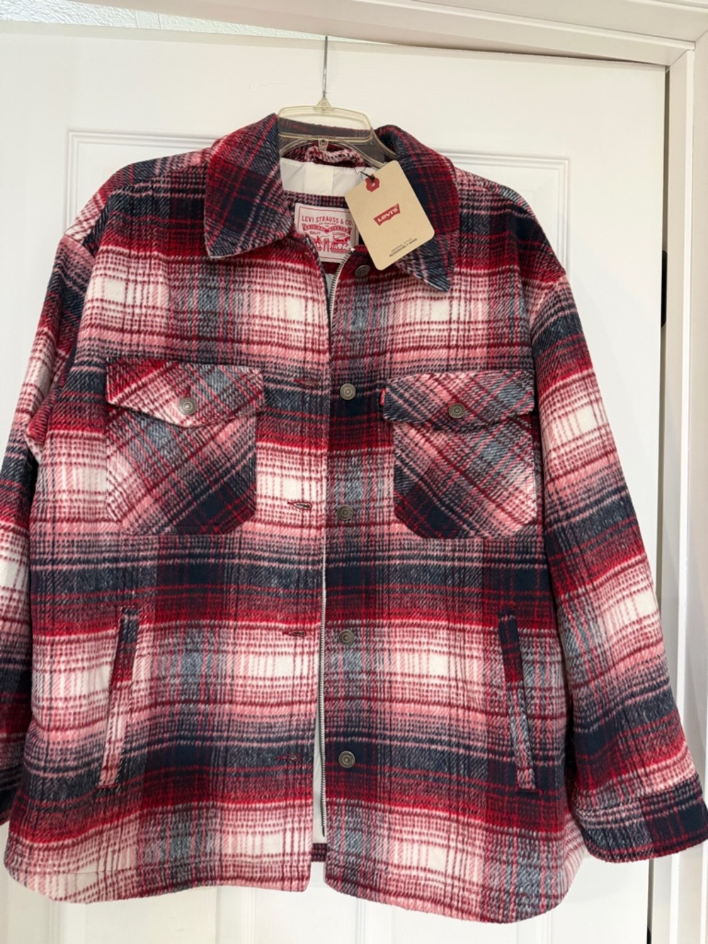 Levi's Red, Black & White Plaid Shacket